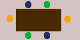 illustratie vergadertafel met rechthoek en cirkels